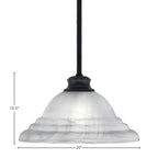 Stem One Light Pendant in Matte Black with 12" White Alabaster Swirl Shade