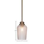 Cordova One Light Pendant in New Age Brass with 5" Clear Textured Shade