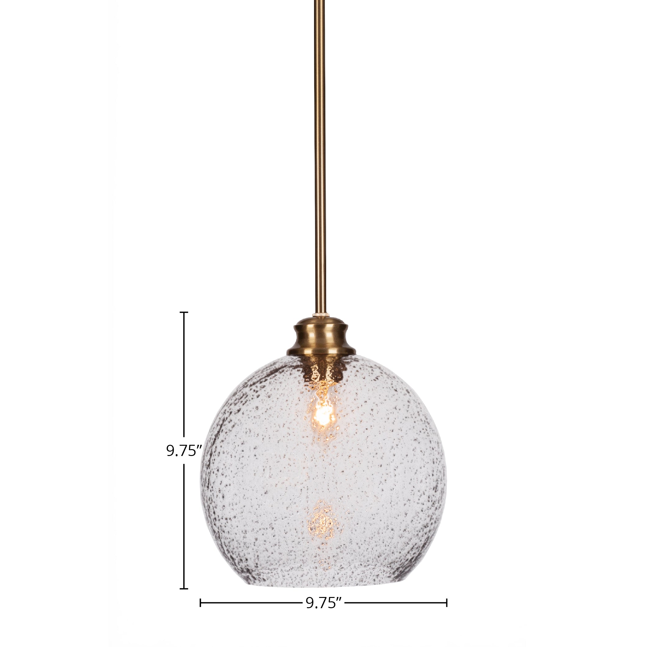 Kimbro One Light Pendant in New Age Brass with 9.5" Smoke Bubble Shade