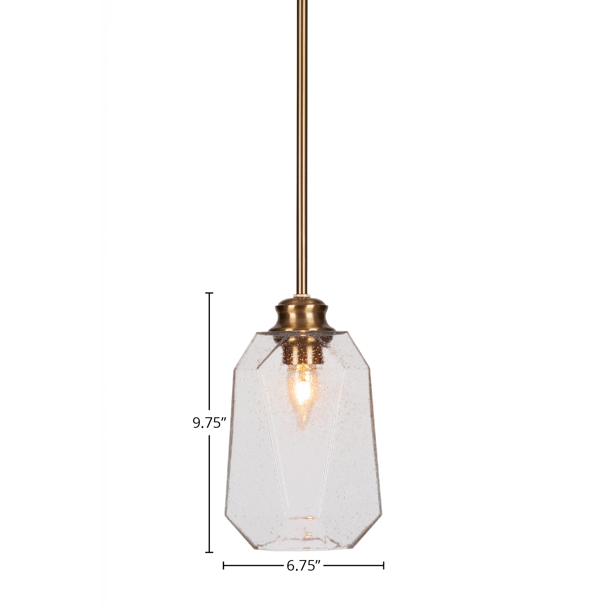 Rocklin One Light Pendant in New Age Brass with 6.25" Clear Bubble Shade