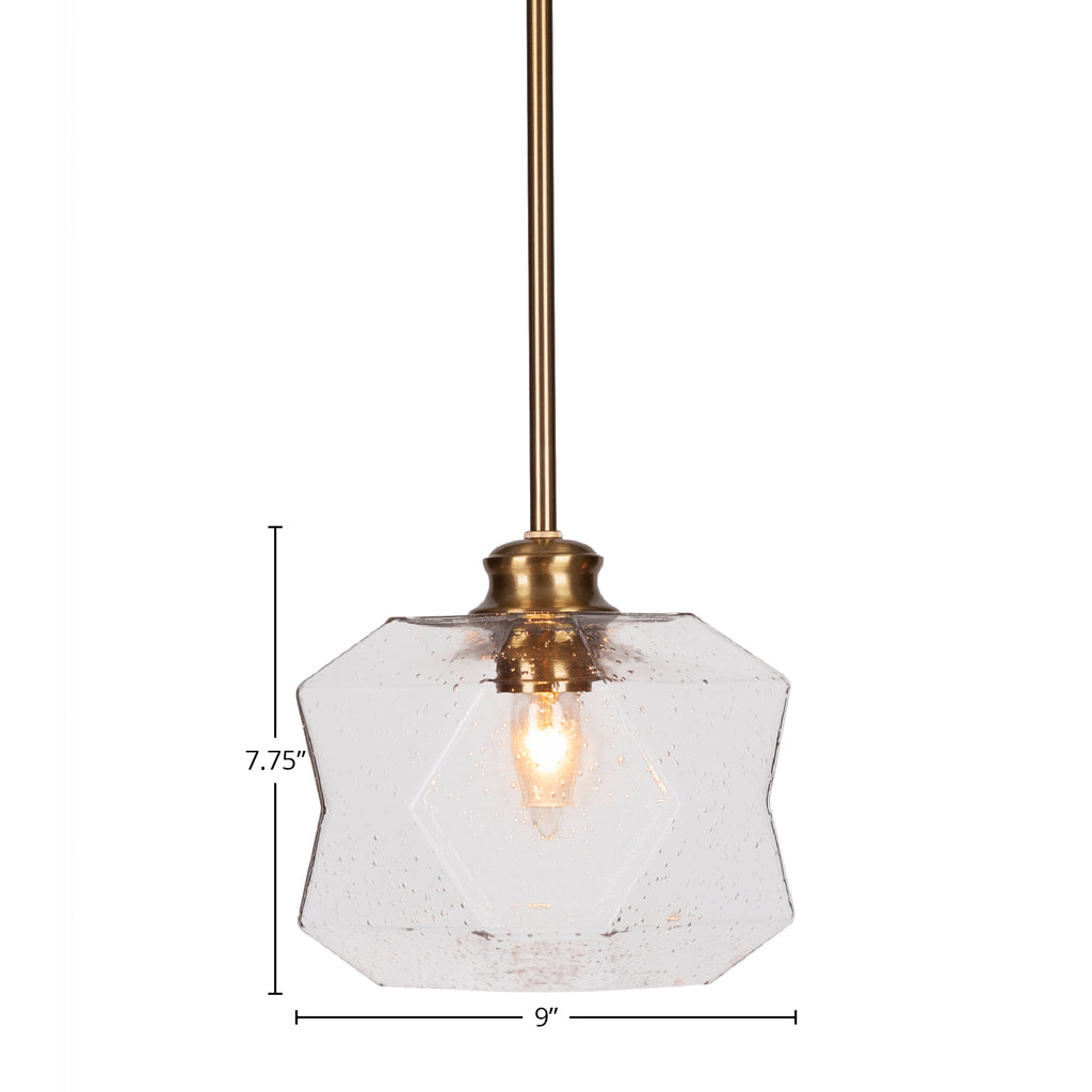 Rocklin One Light Pendant in New Age Brass with 8.75" Clear Bubble Shade