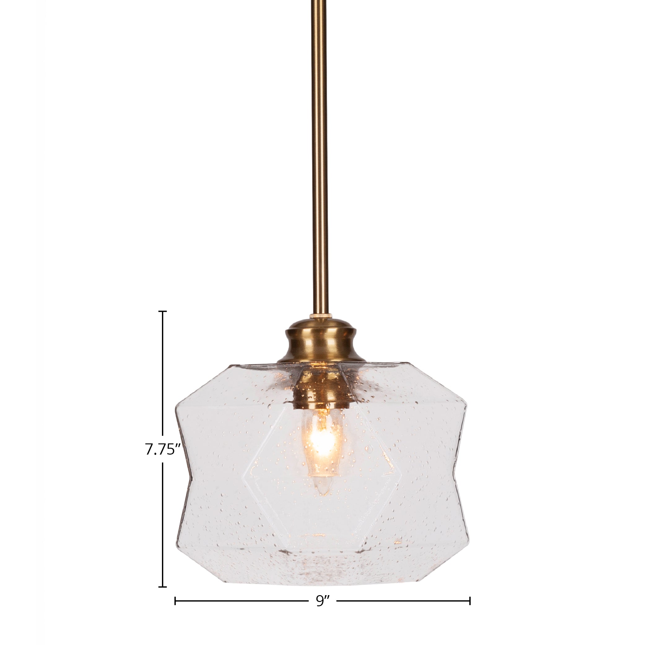 Rocklin One Light Pendant in New Age Brass with 8.75" Clear Bubble Shade