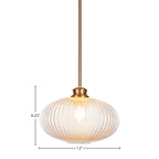 Carina One Light Pendant in New Age Brass with 12" Micro Bubble Ribbed Shade