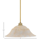 Stem One Light Pendant in New Age Brass with 20" Amber Marble Shade