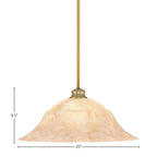 Stem One Light Pendant in New Age Brass with 20" Italian Marble Shade