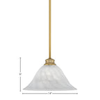 Stem One Light Pendant in New Age Brass with 14" White Alabaster Swirl Shade