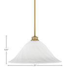 Stem One Light Pendant in New Age Brass with 20" White Alabaster Swirl Shade