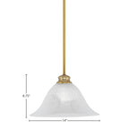 Stem One Light Pendant in New Age Brass with 14" White Alabaster Swirl Shade