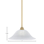 Stem One Light Pendant in New Age Brass with 20" White Alabaster Swirl Shade