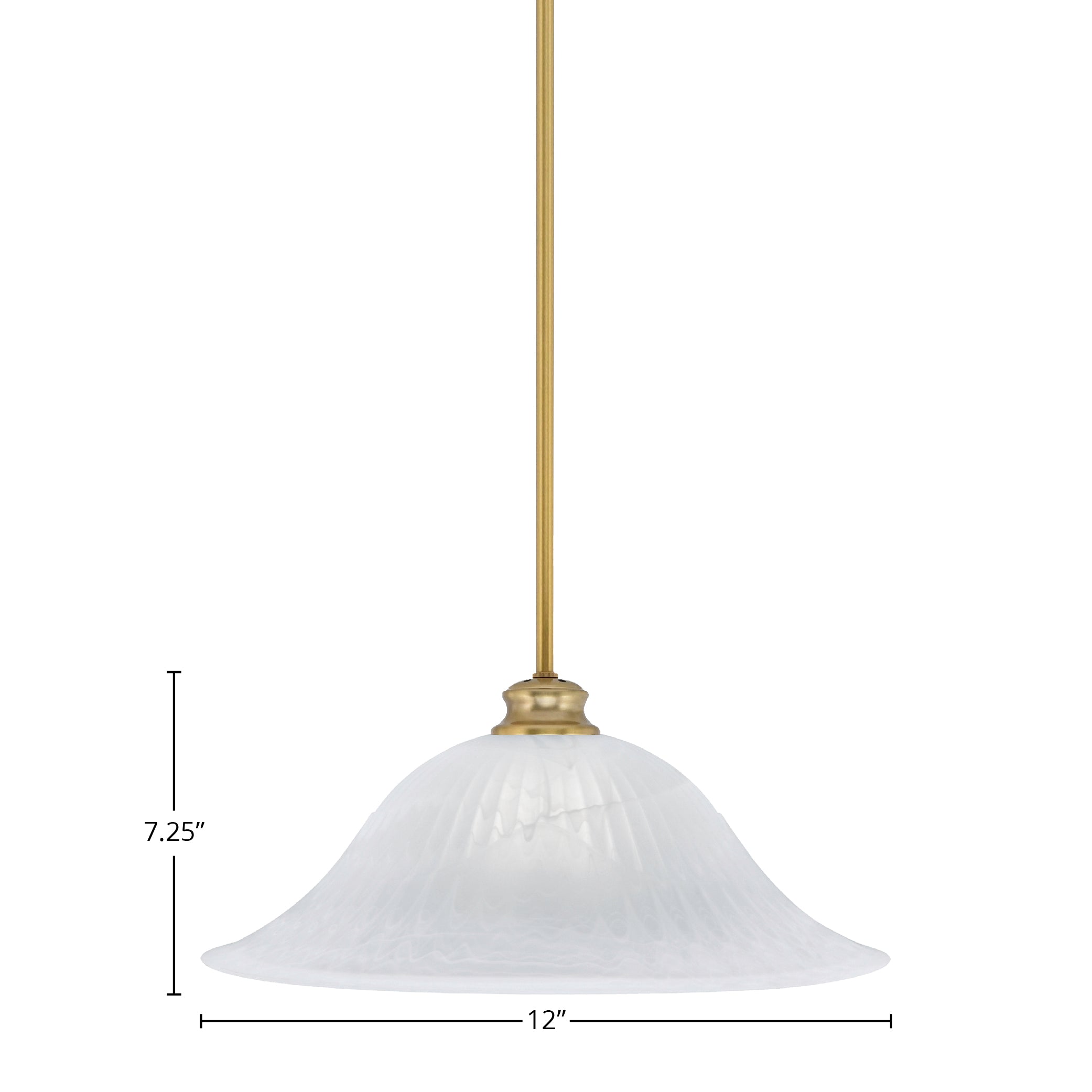 Stem One Light Pendant in New Age Brass with 20" White Alabaster Swirl Shade