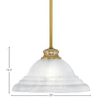 Stem One Light Pendant in New Age Brass with 12" White Alabaster Swirl Shade