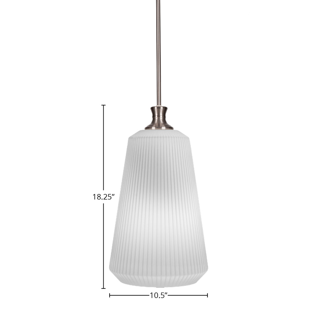 Carina One Light Pendant in Brushed Nickel with 11" Opal Frosted Shade
