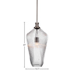 Carina One Light Pendant in Brushed Nickel with 11" Clear Ribbed Shade