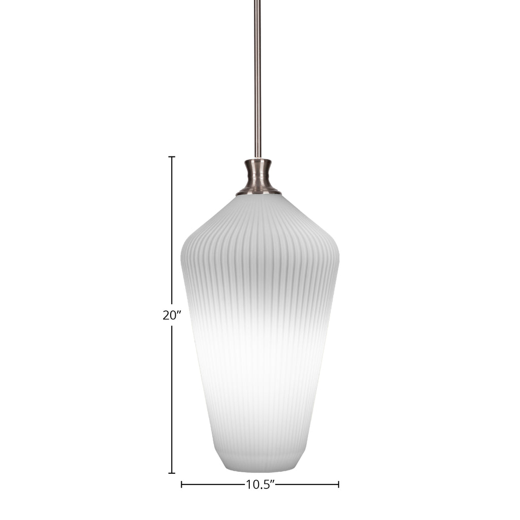 Carina One Light Pendant in Brushed Nickel with 11" Opal Frosted Shade