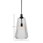 Carina One Light Pendant in Matte Black with 11" Clear Ribbed Shade