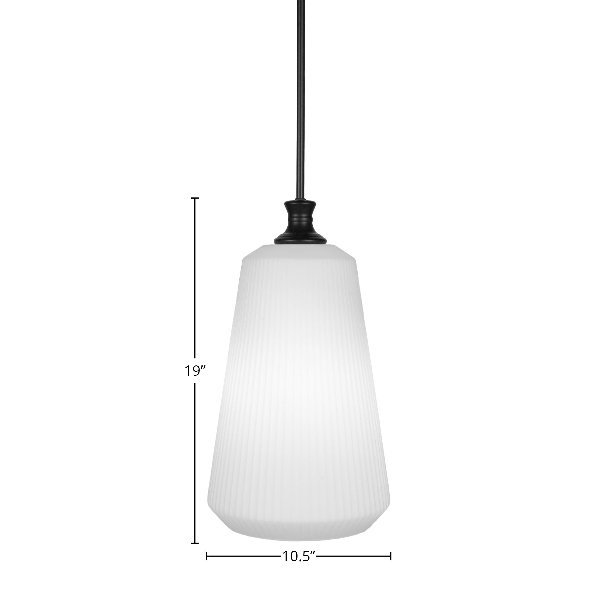 Carina One Light Pendant in Matte Black with 11" Opal Frosted Shade