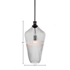 Carina One Light Pendant in Matte Black with 11" Clear Ribbed Shade