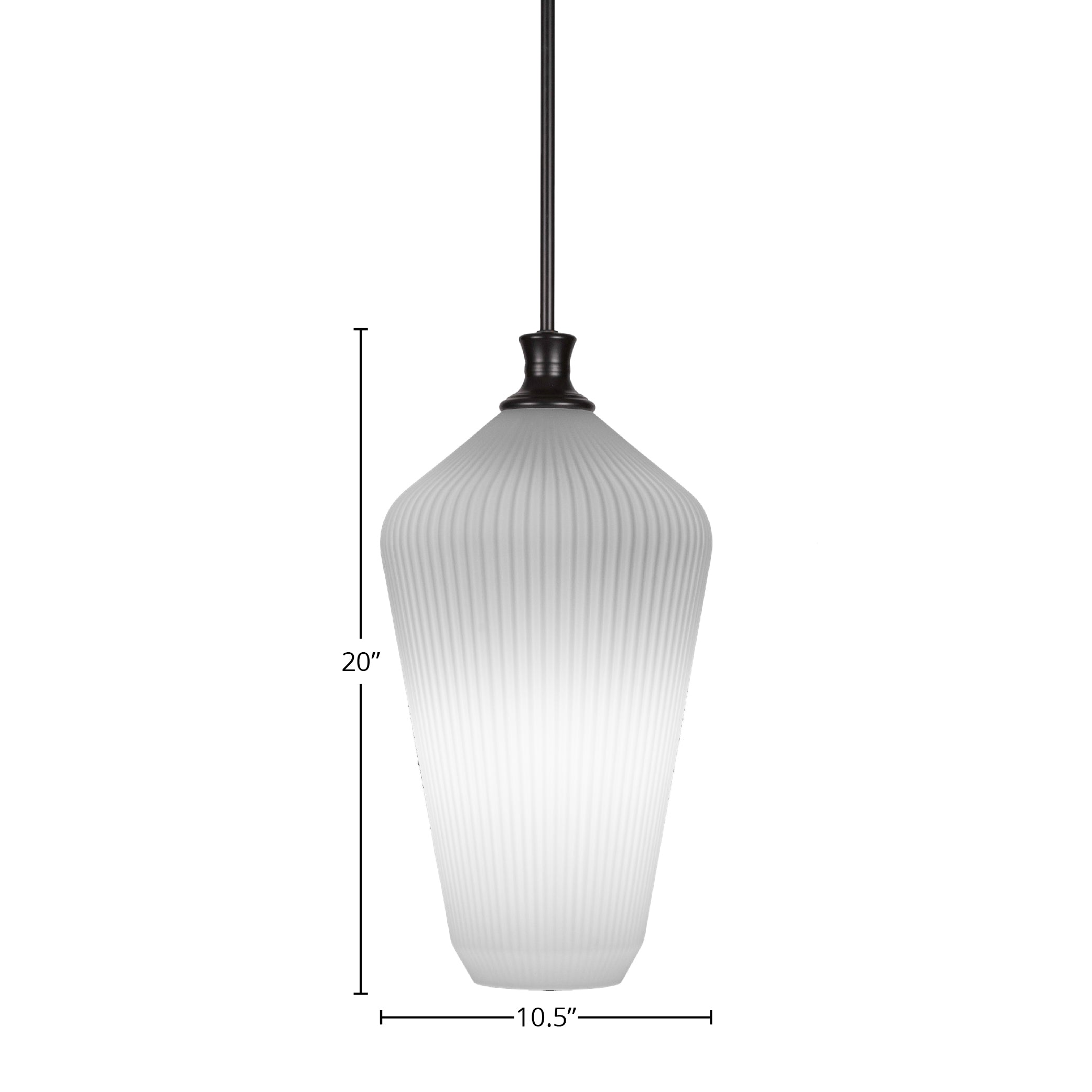 Carina One Light Pendant in Matte Black with 11" Opal Frosted Shade