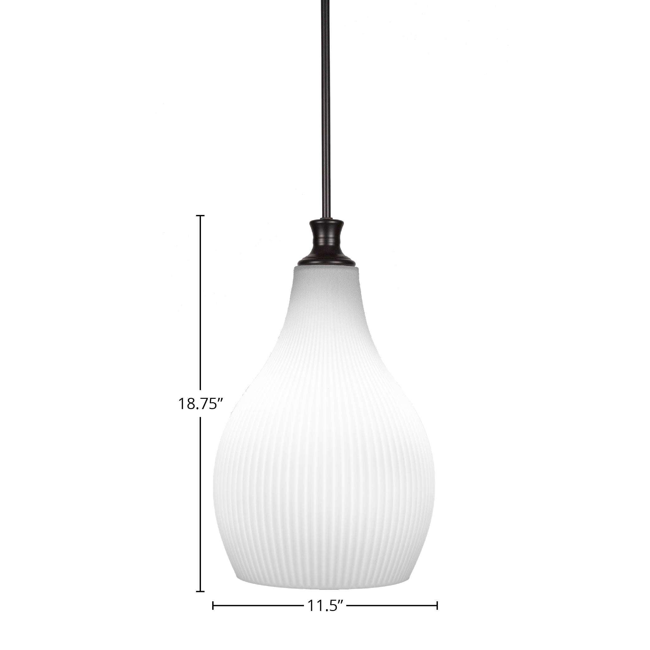 Carina One Light Pendant in Matte Black with 12.25" Opal Frosted Shade