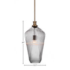 Carina One Light Pendant in New Age Brass with 11" Clear Ribbed Shade