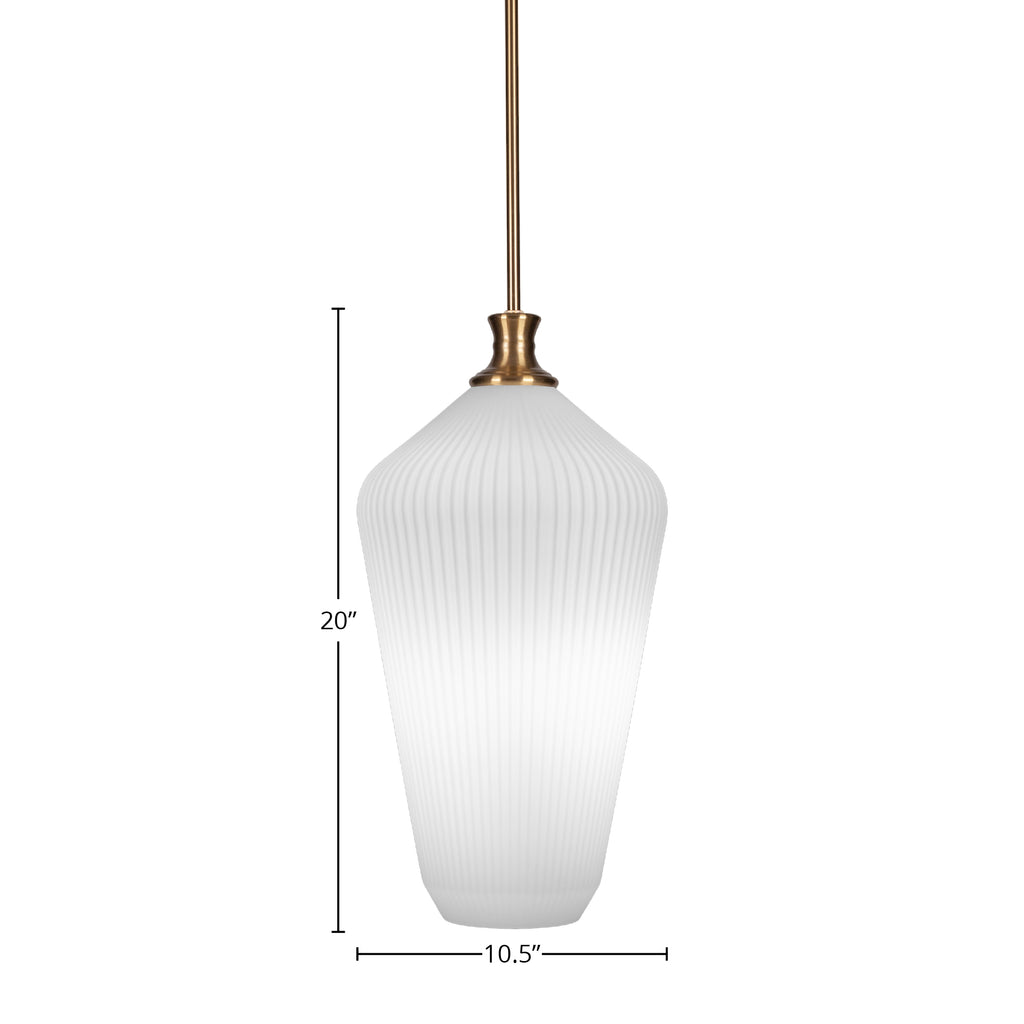 Carina One Light Pendant in New Age Brass with 11" Opal Frosted Shade