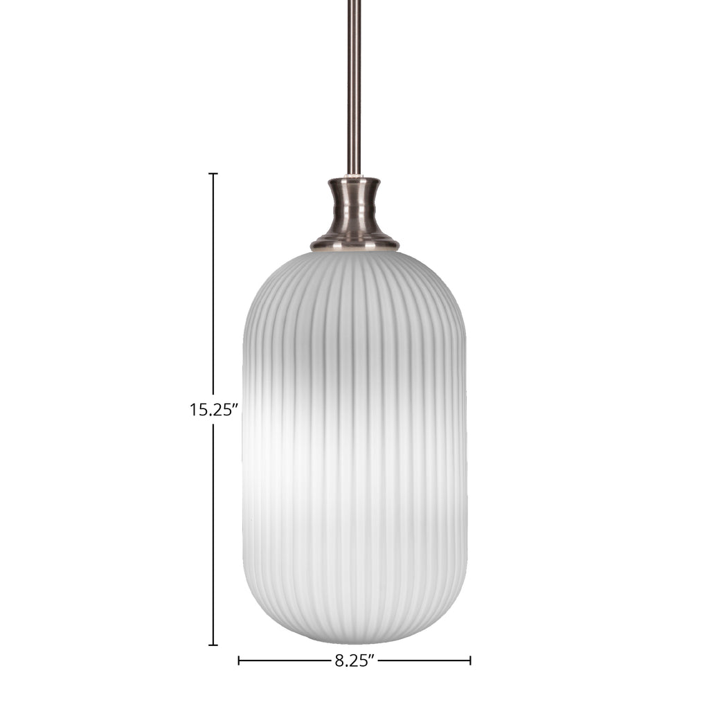 Carina One Light Pendant in Brushed Nickel with 8.25" Opal Frosted Shade