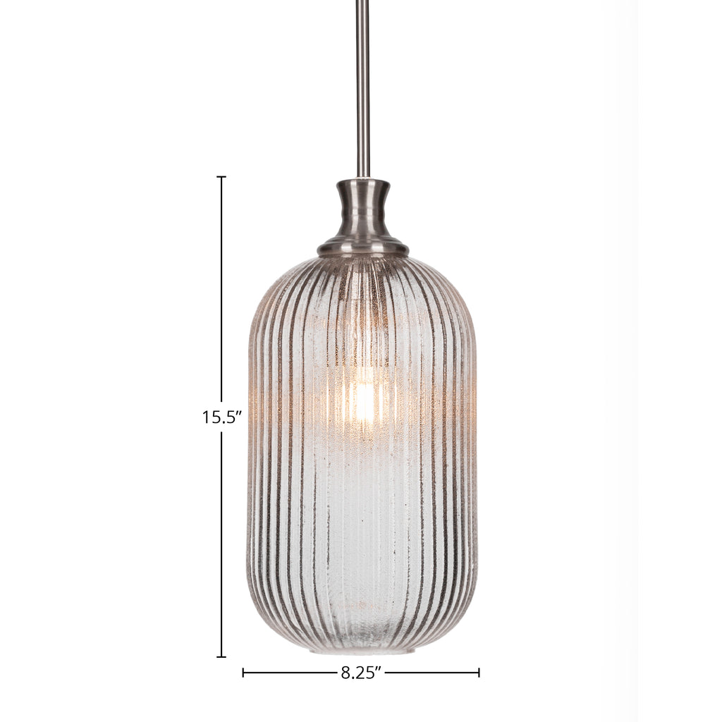 Carina One Light Pendant in Brushed Nickel with 8.25" Micro Bubble Ribbed Shade