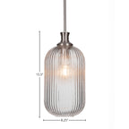 Carina One Light Pendant in Brushed Nickel with 8.25" Micro Bubble Ribbed Shade