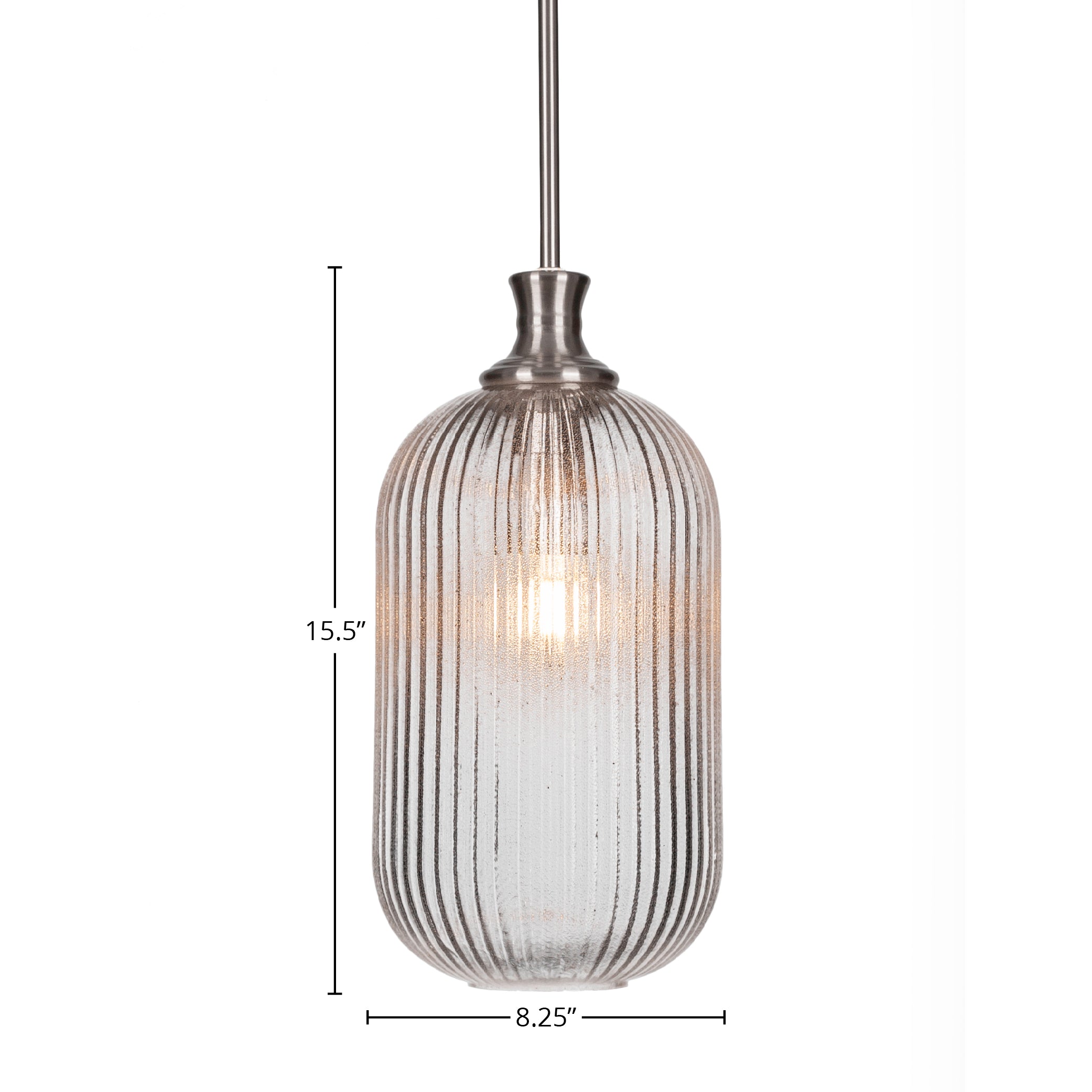 Carina One Light Pendant in Brushed Nickel with 8.25" Micro Bubble Ribbed Shade