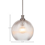 Carina LED Pendant in Brushed Nickel with 13.75" Micro Bubble Ribbed Shade
