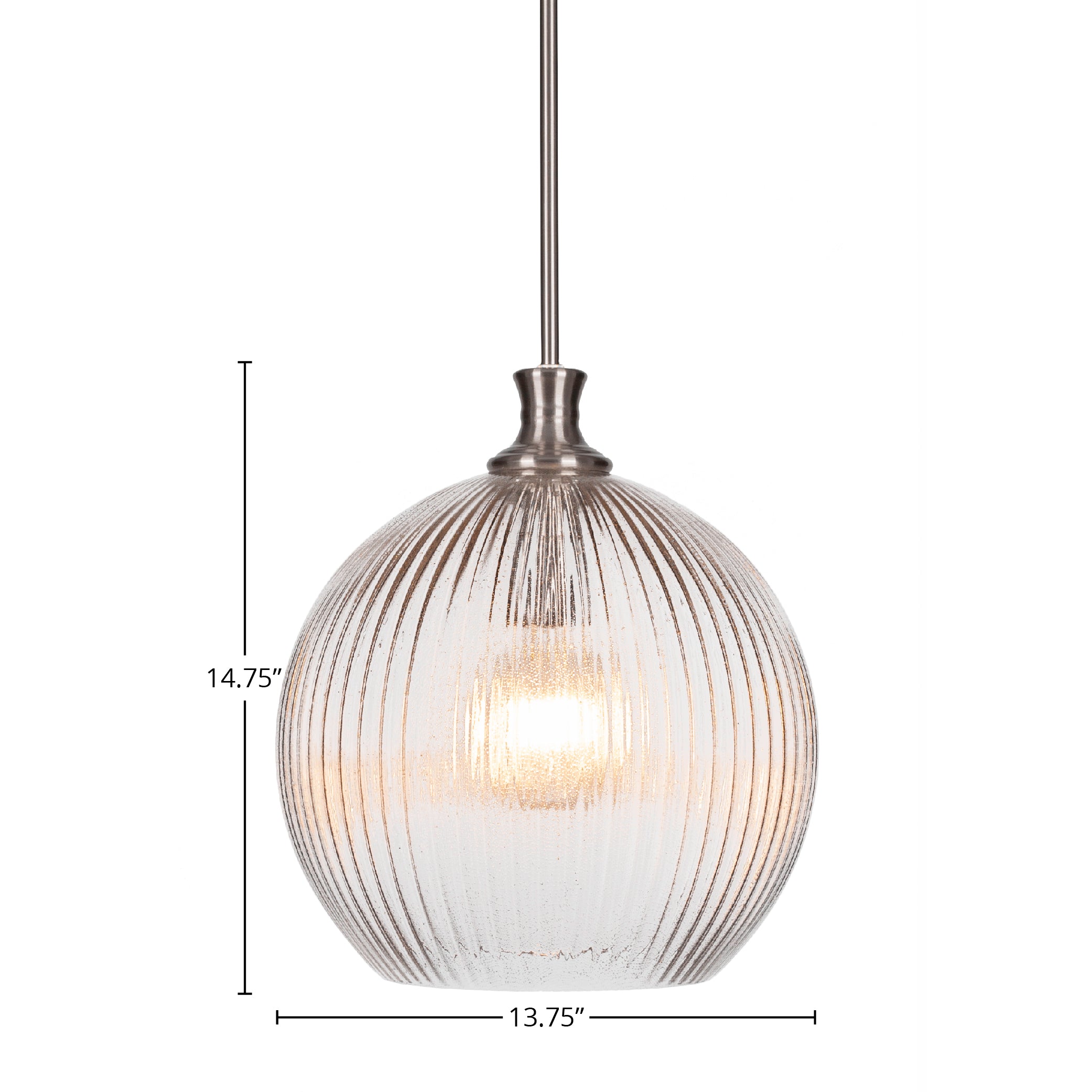 Carina LED Pendant in Brushed Nickel with 13.75" Micro Bubble Ribbed Shade