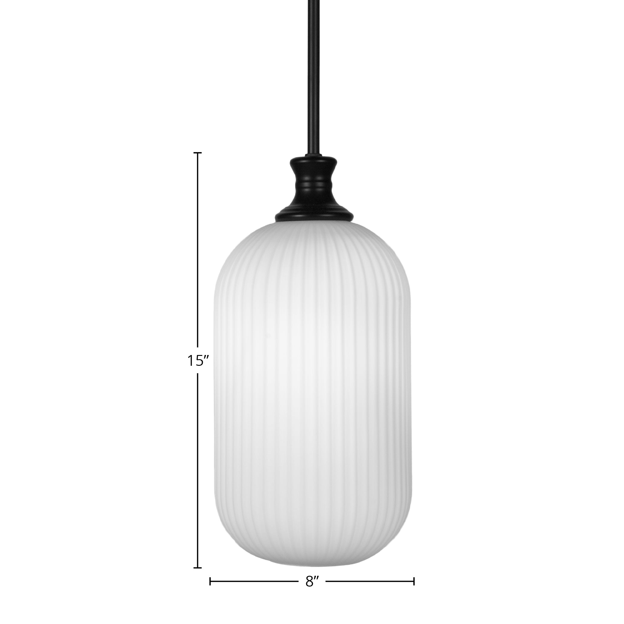 Carina One Light Pendant in Matte Black with 8.25" Opal Frosted Shade