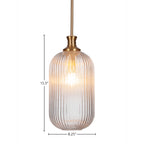 Carina One Light Pendant in New Age Brass with 8.25" Micro Bubble Ribbed Shade