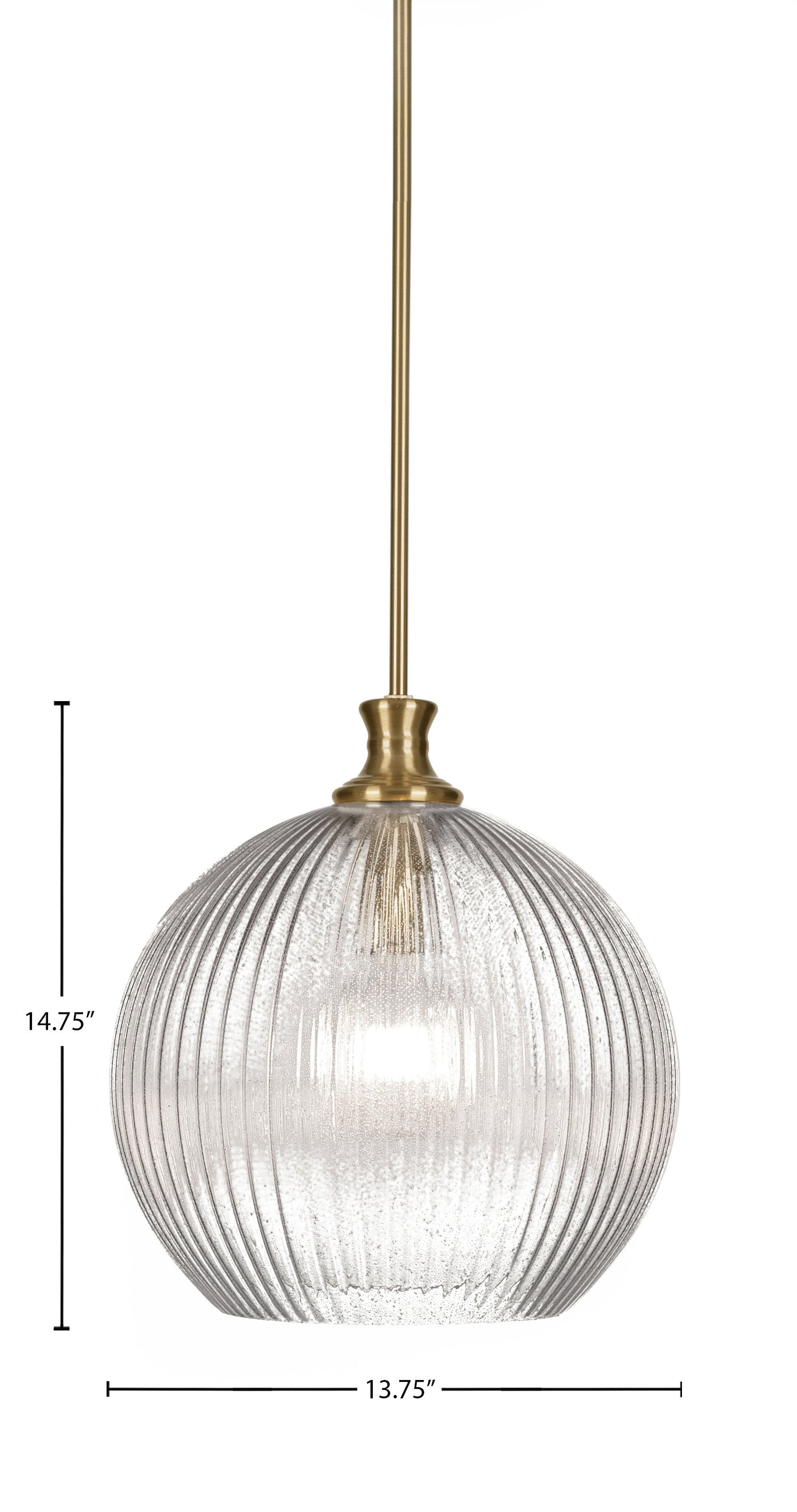Carina One Light Pendant in New Age Brass with 13.75" Micro Bubble Ribbed Shade