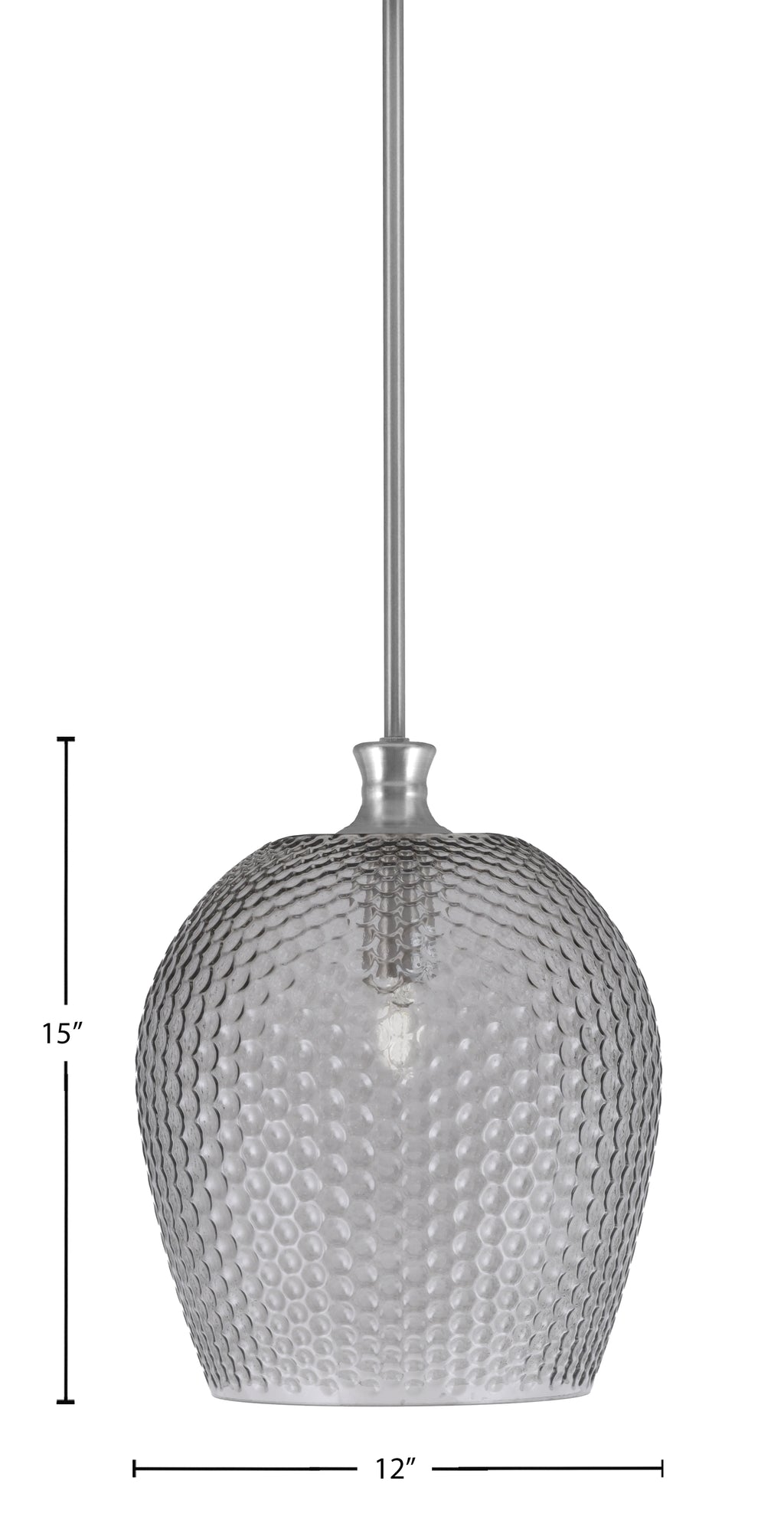 Zola One Light Pendant in Brushed Nickel with 12" Smoke Textured Shade