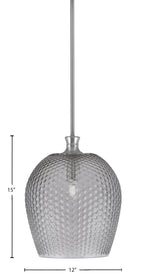 Zola One Light Pendant in Brushed Nickel with 12" Smoke Textured Shade