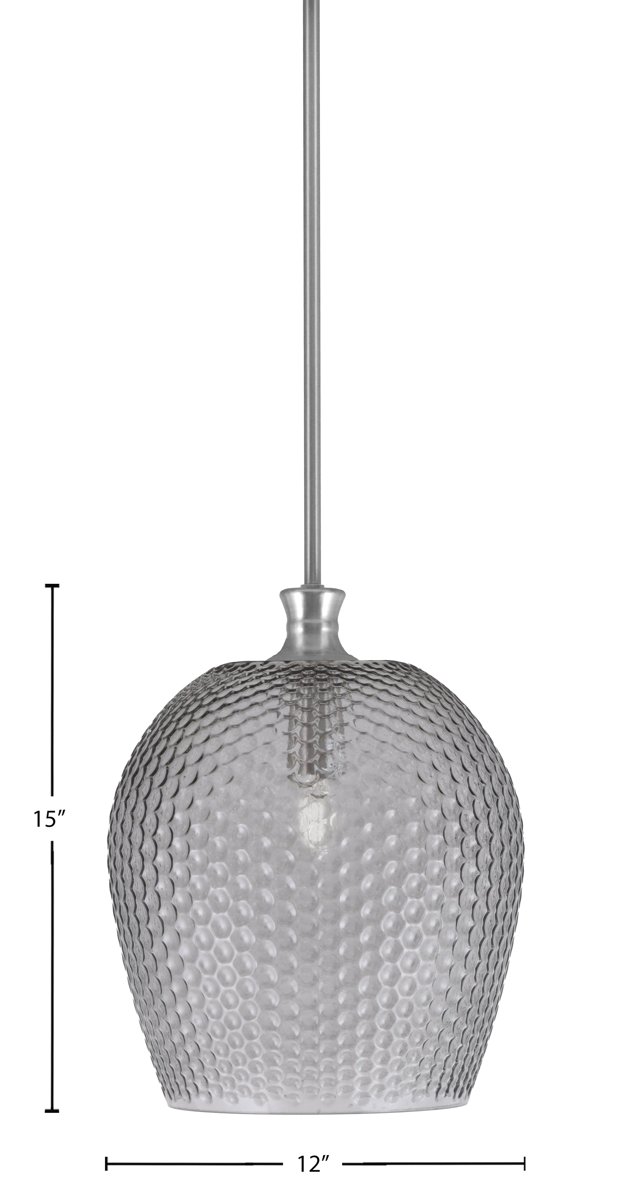Zola One Light Pendant in Brushed Nickel with 12" Smoke Textured Shade