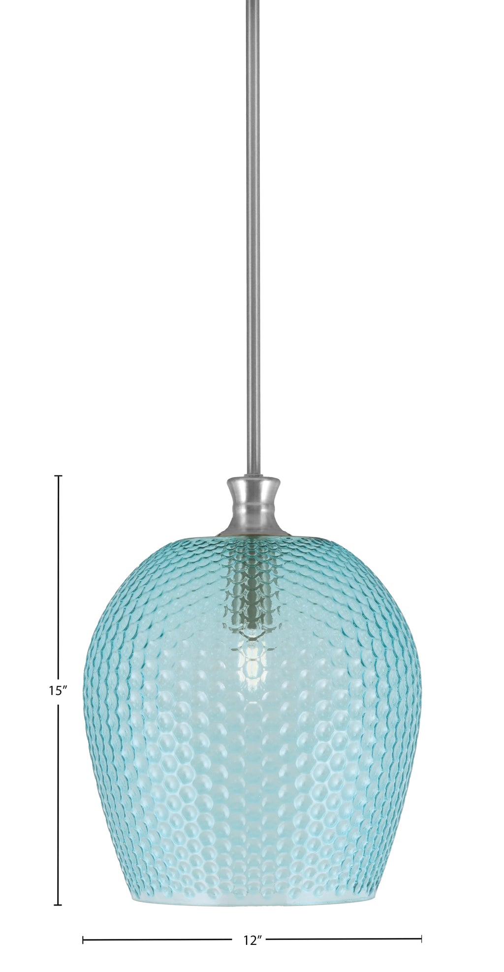 Zola One Light Pendant in Brushed Nickel with 12" Turquoise Textured Shade
