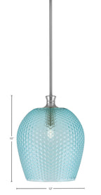 Zola One Light Pendant in Brushed Nickel with 12" Turquoise Textured Shade