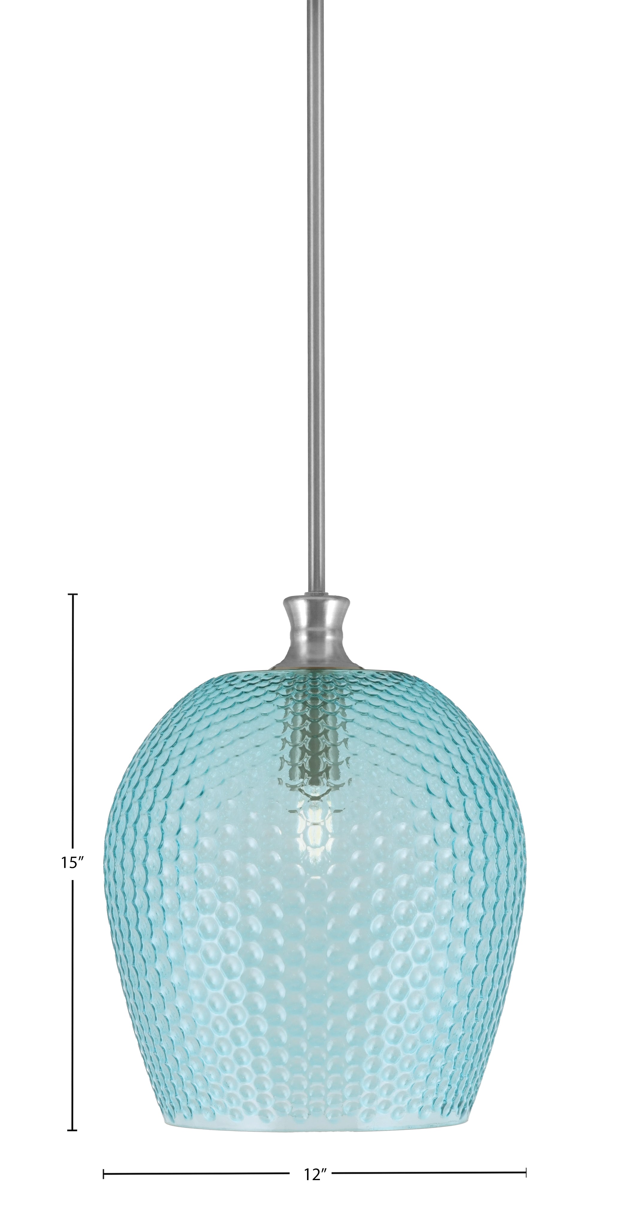 Zola One Light Pendant in Brushed Nickel with 12" Turquoise Textured Shade