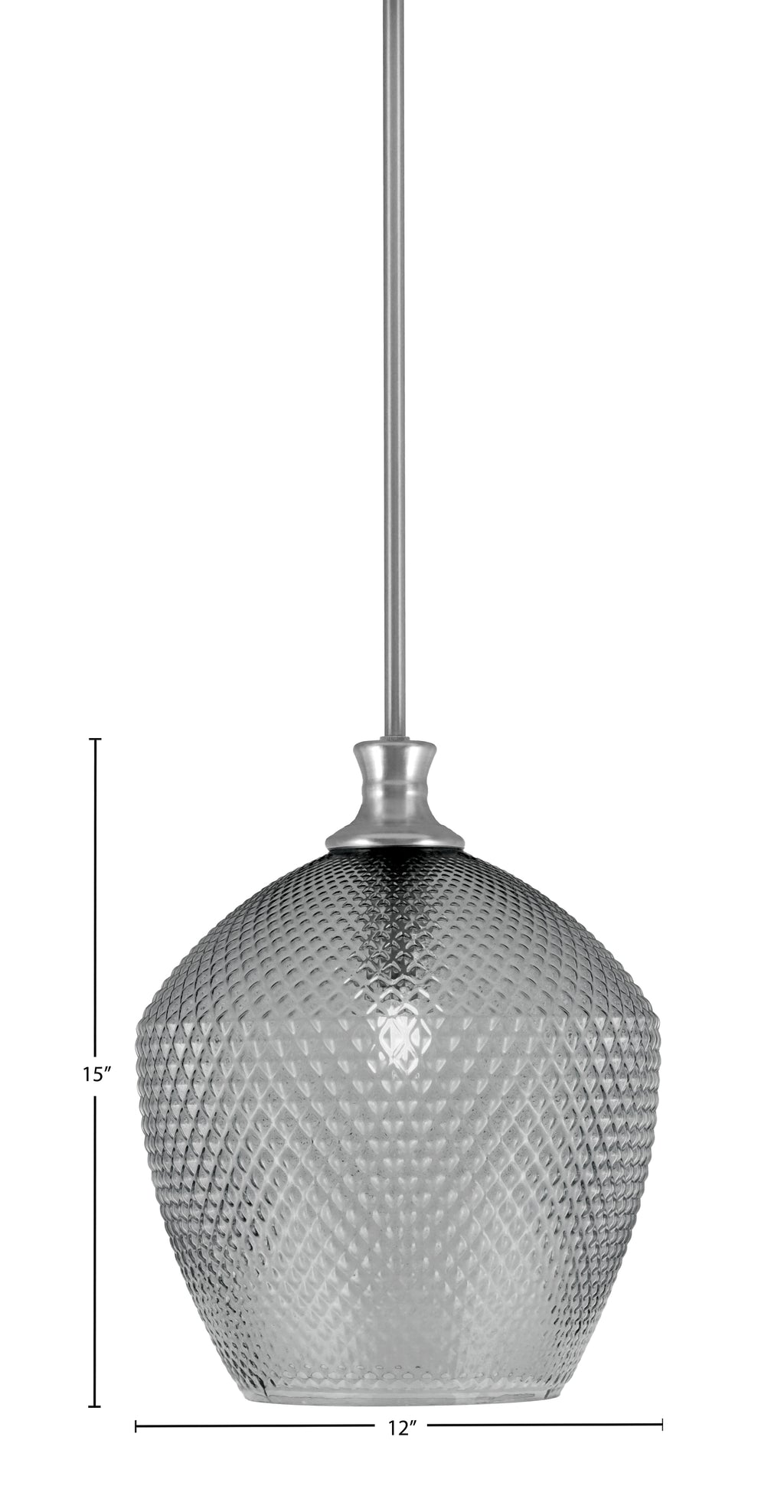 Zola One Light Pendant in Brushed Nickel with 12" Smoke Textured Shade