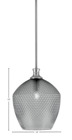 Zola One Light Pendant in Brushed Nickel with 12" Smoke Textured Shade
