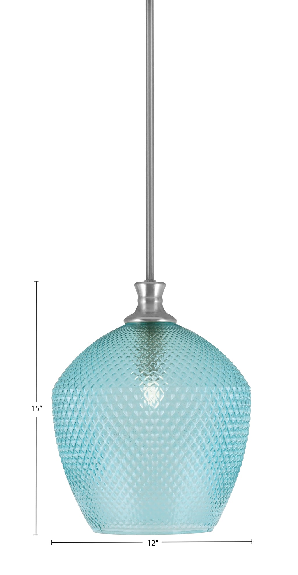 Zola One Light Pendant in Brushed Nickel with 12" Turquoise Textured Shade