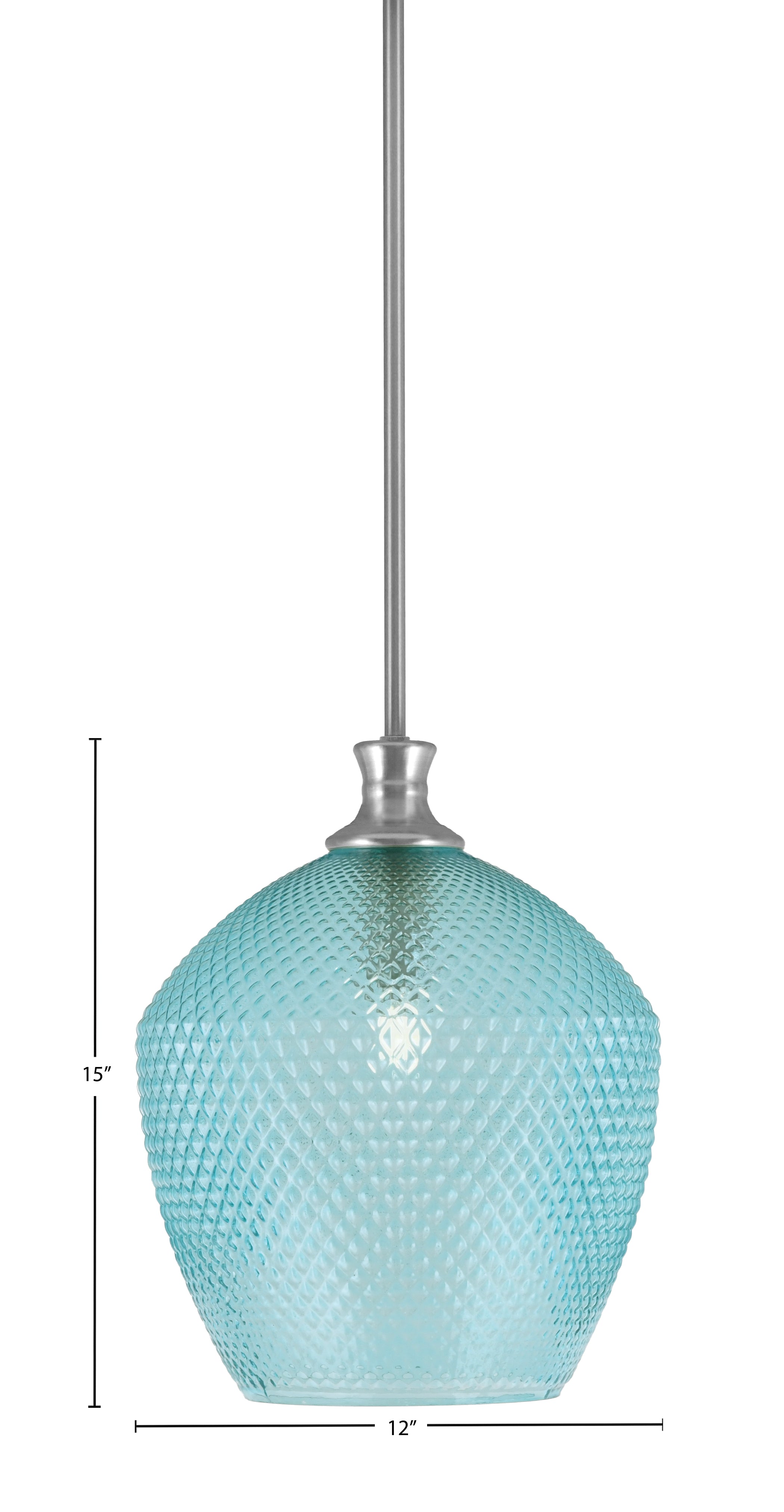 Zola One Light Pendant in Brushed Nickel with 12" Turquoise Textured Shade
