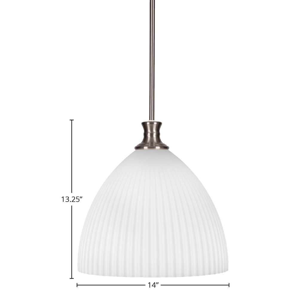 Carina One Light Pendant in Brushed Nickel with 14" Opal Frosted Shade