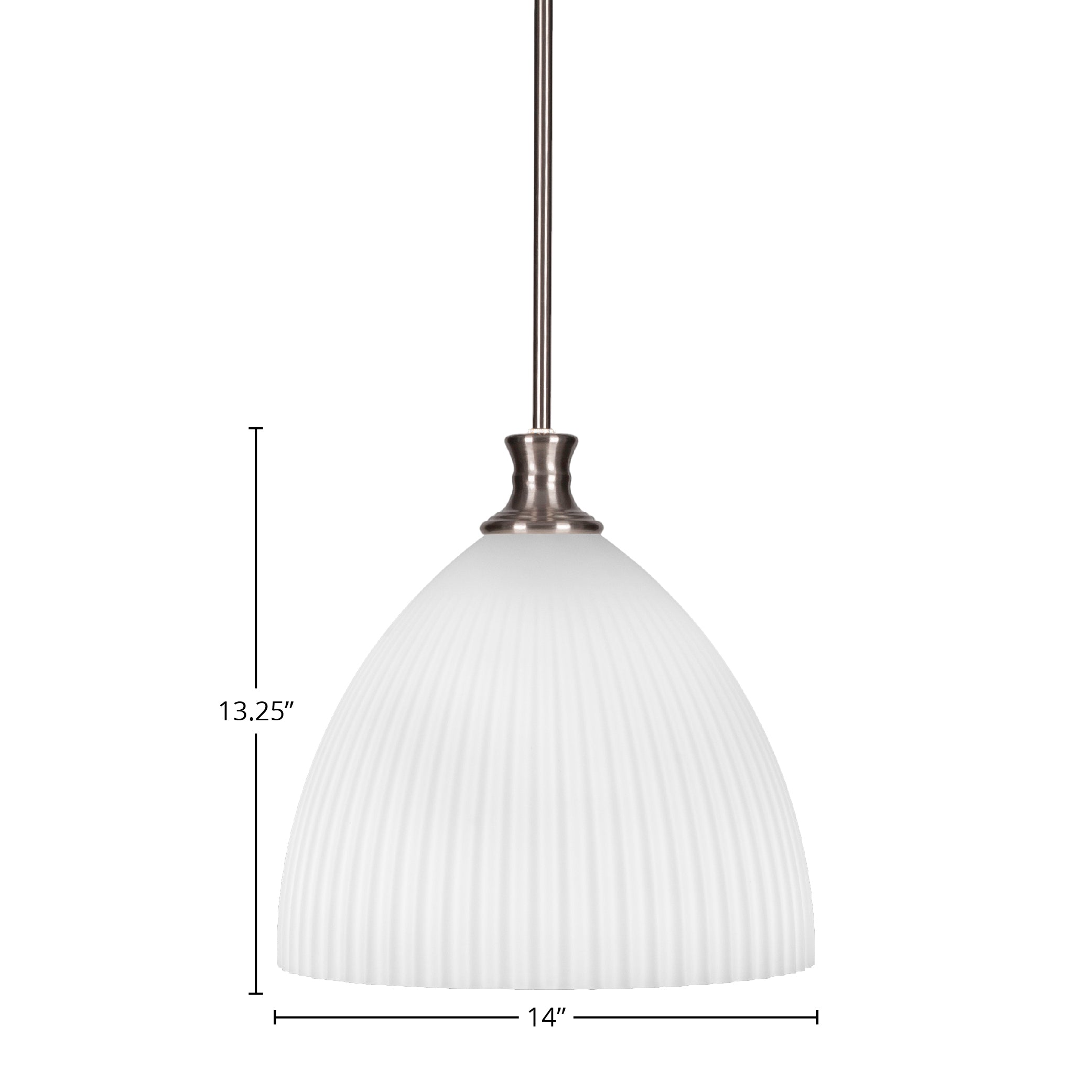 Carina One Light Pendant in Brushed Nickel with 14" Opal Frosted Shade