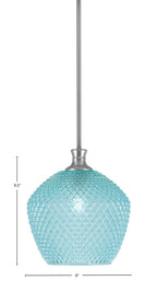 Zola One Light Pendant in Brushed Nickel with Turquoise Textured Shade