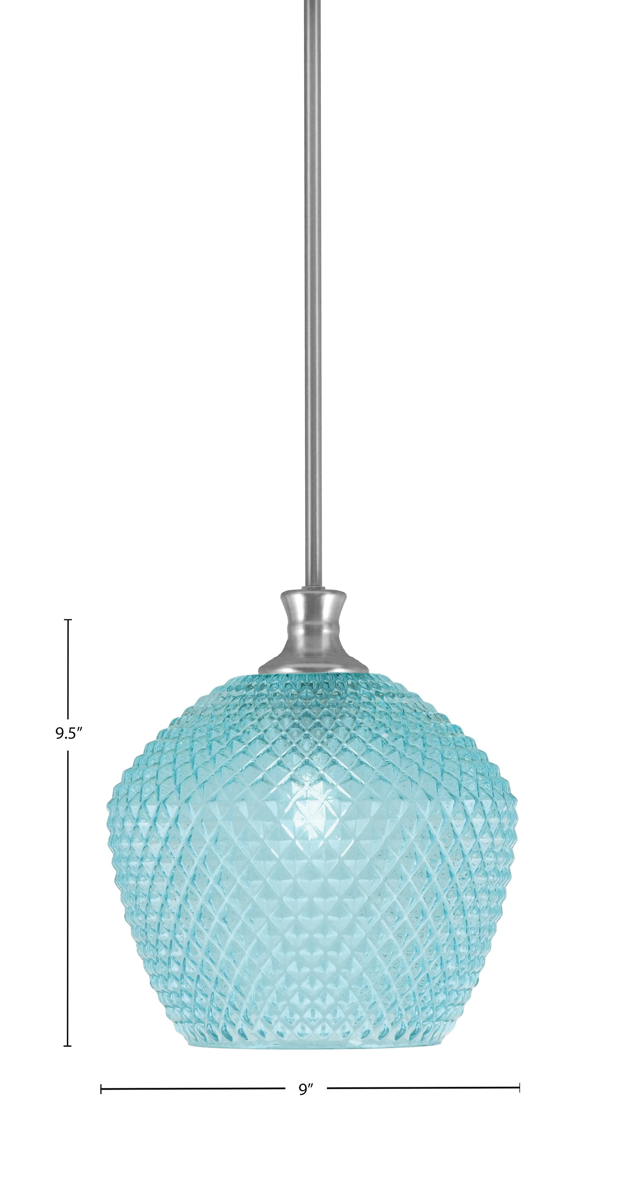 Zola One Light Pendant in Brushed Nickel with Turquoise Textured Shade
