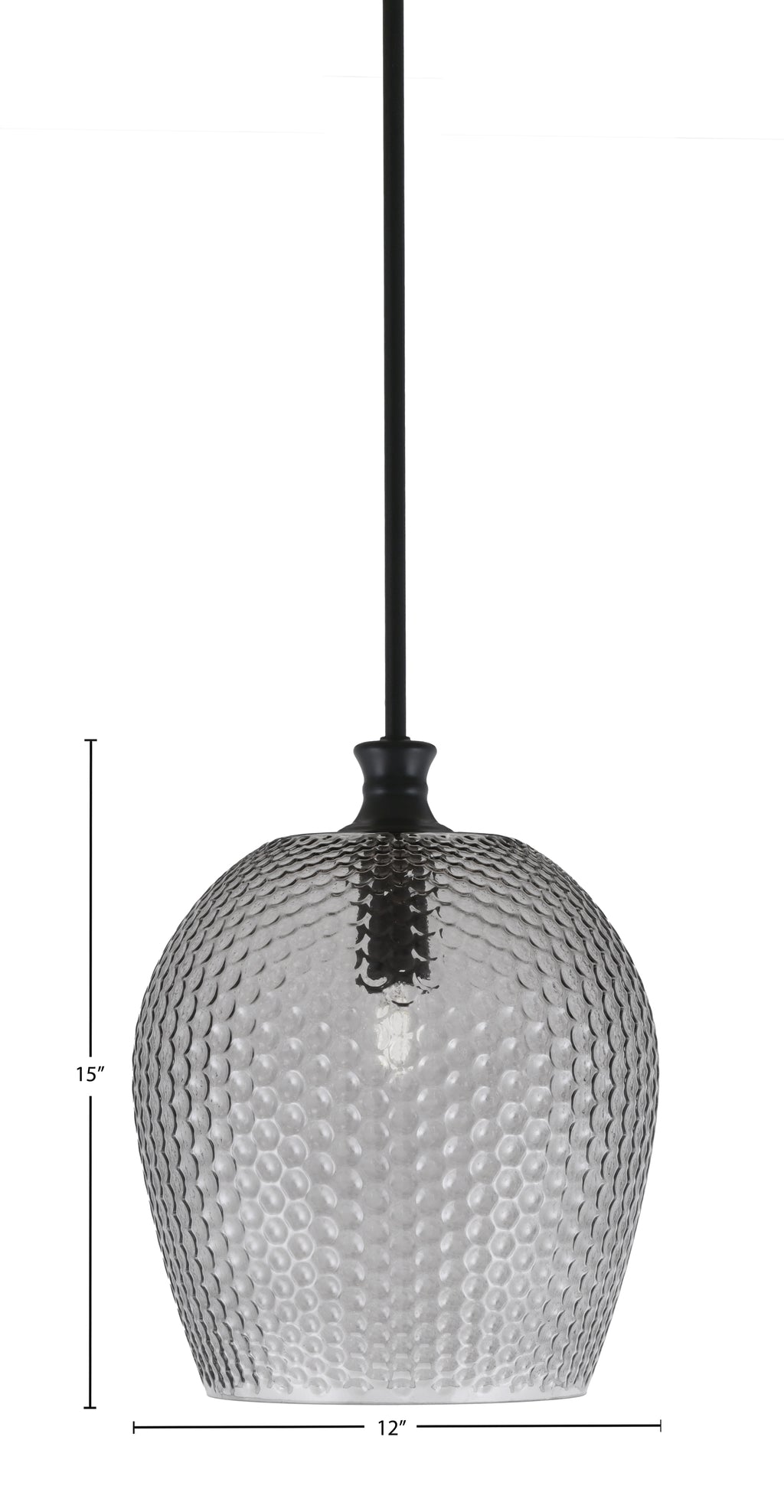 Zola One Light Pendant in Matte Black with 12" Smoke Textured Shade