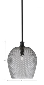 Zola One Light Pendant in Matte Black with 12" Smoke Textured Shade